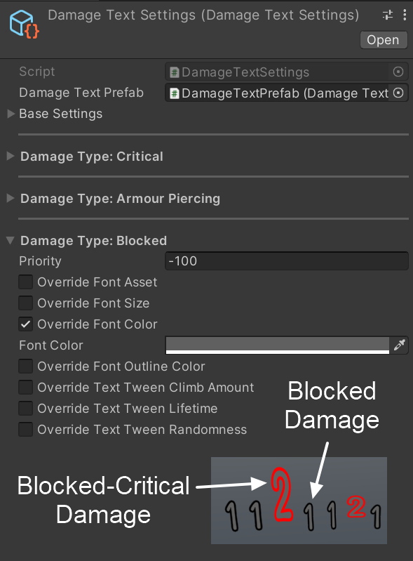 Blocked Critical Damage Text